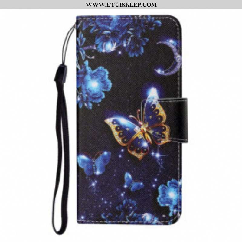 Etui Folio do Samsung Galaxy M12 / A12 z Łańcuch Cenne Stringi Motyle